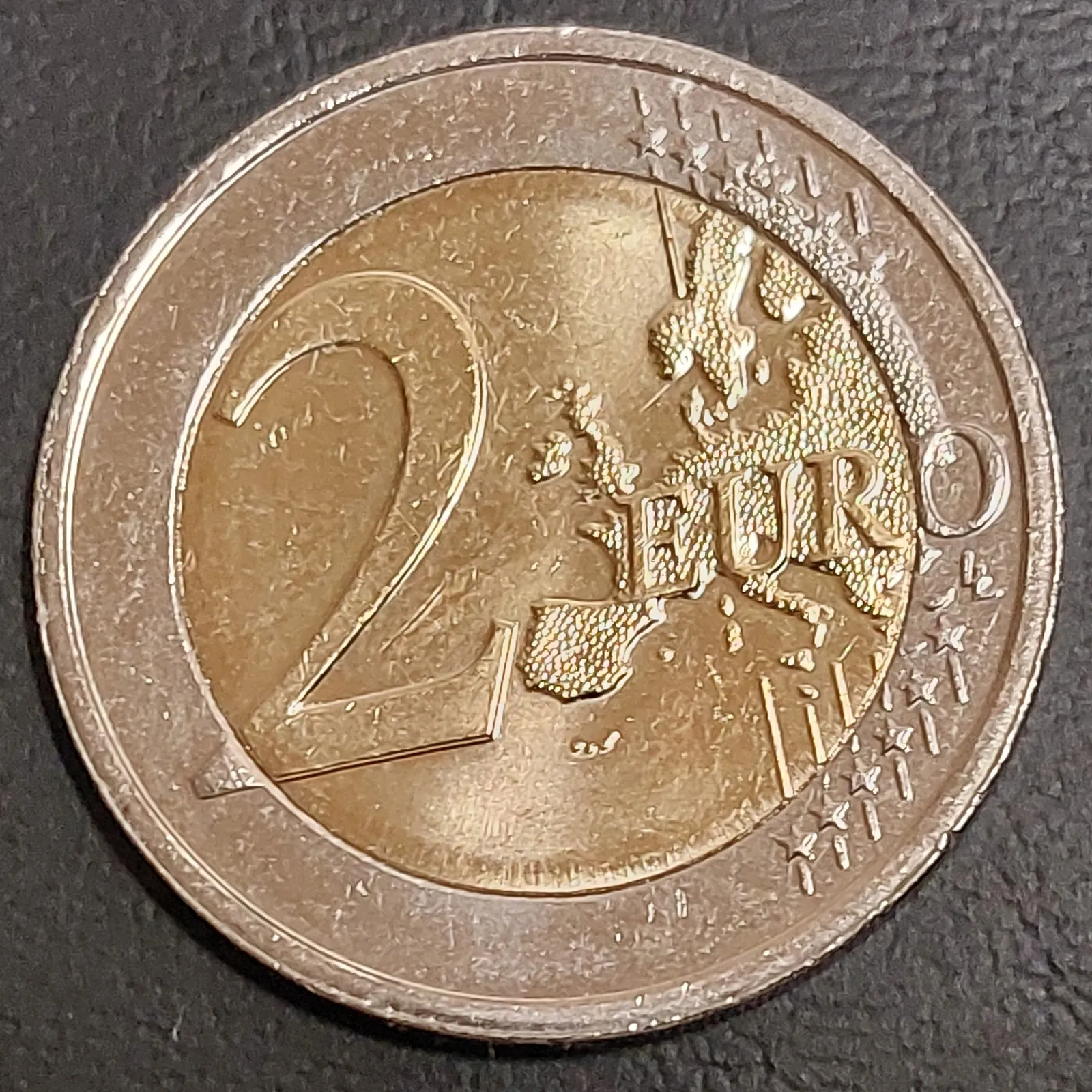 Face commune d'une pièce de 2 euros, carte de l'Europe du modèle 2007, la même que sur la 2 € Monaco 2007 Grace Kelly